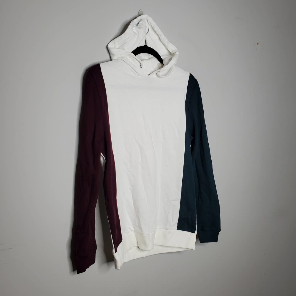 ASOS White Black Colorblock Long Sleeve Pullover Hoodie Sz XS - Picture 2 of 5